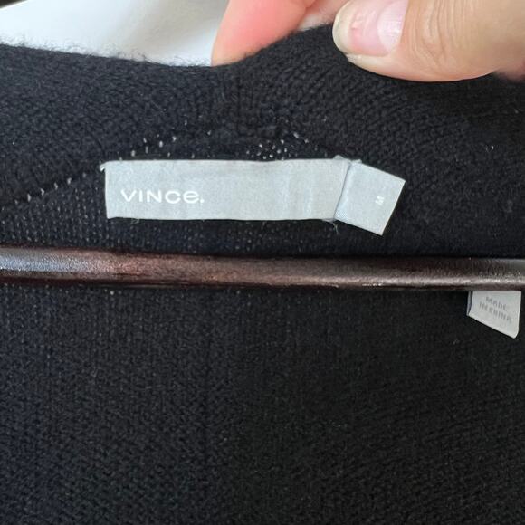 Vince. Cashmere Open Front Thick Chunky Cody Sweater Cardigan Black - Picture 6 of 7